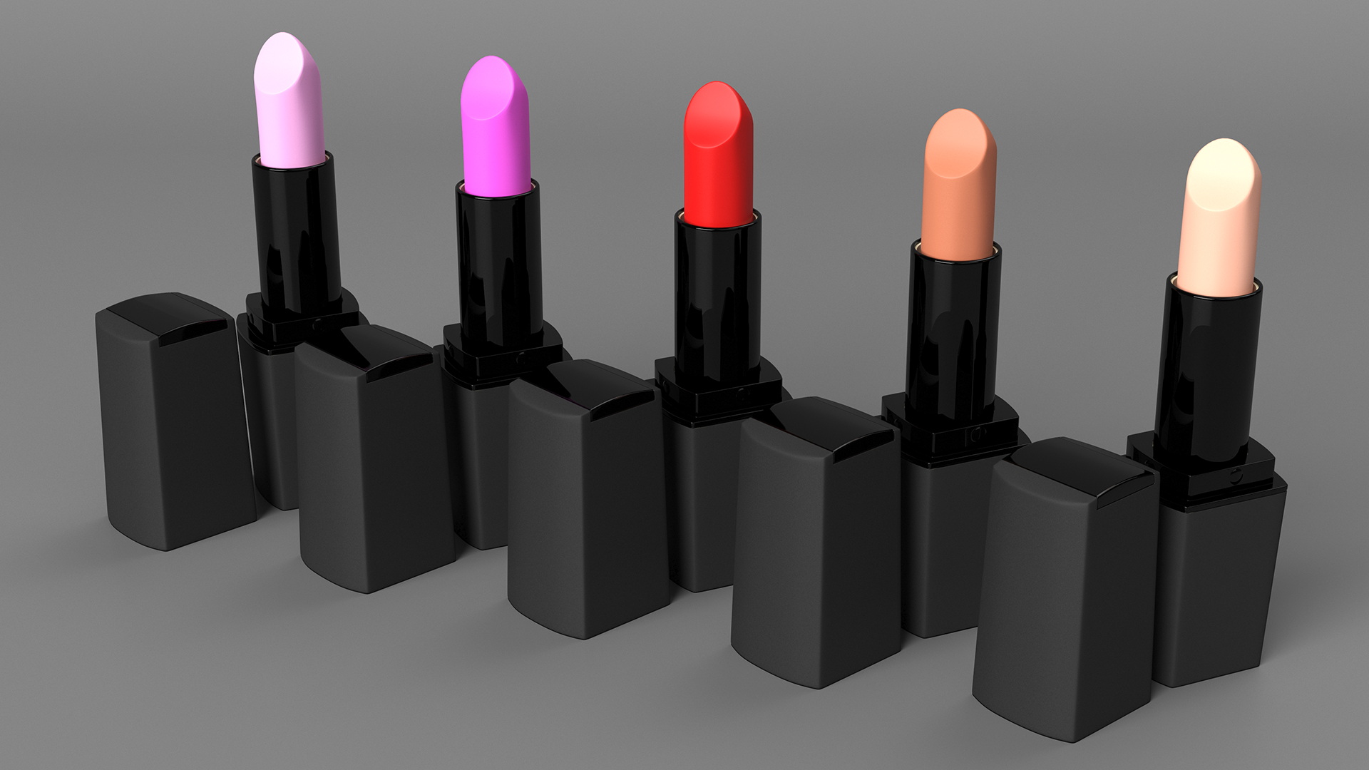 Square Lipsticks 5 Colors Set 3D model