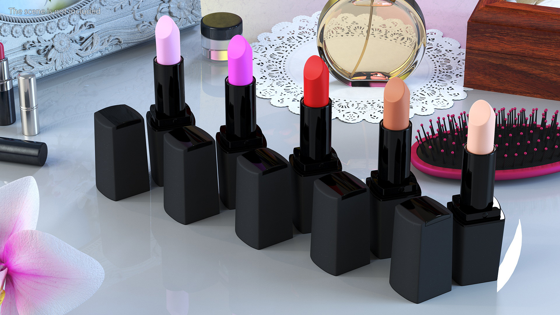 Square Lipsticks 5 Colors Set 3D model