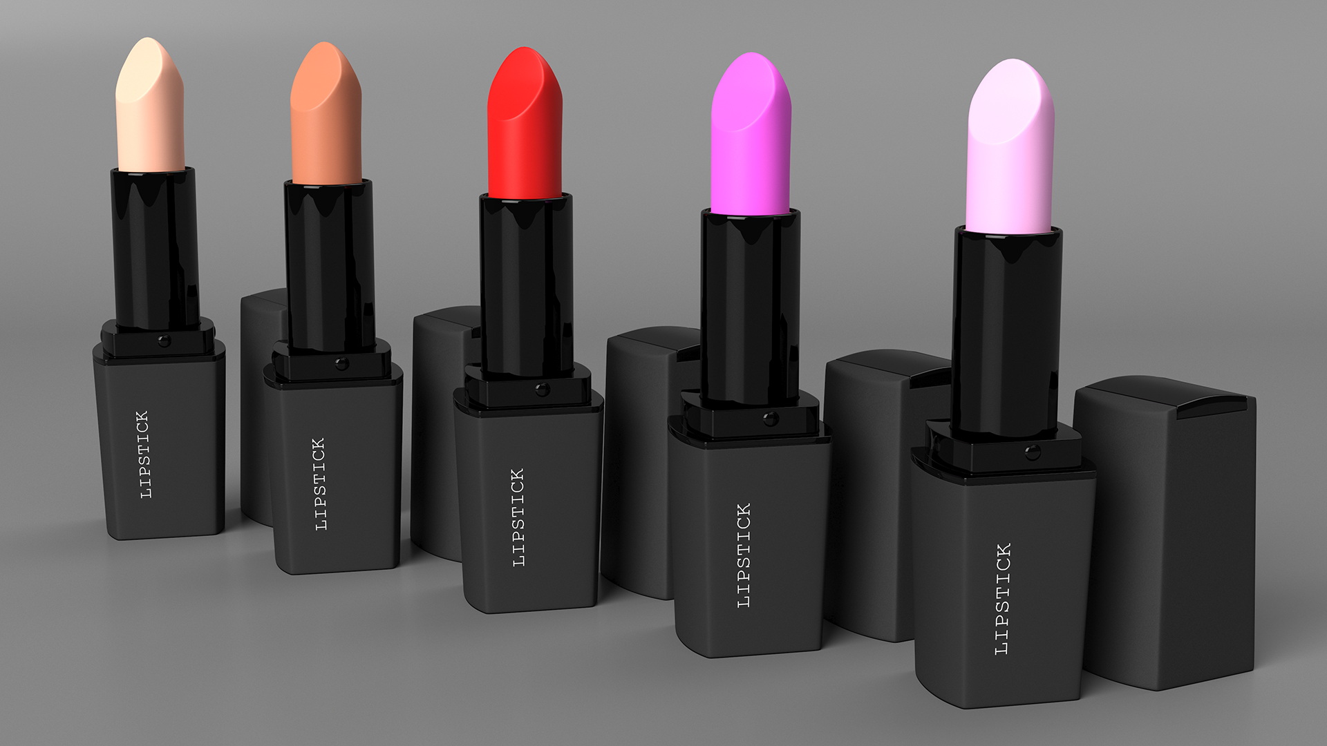 Square Lipsticks 5 Colors Set 3D model