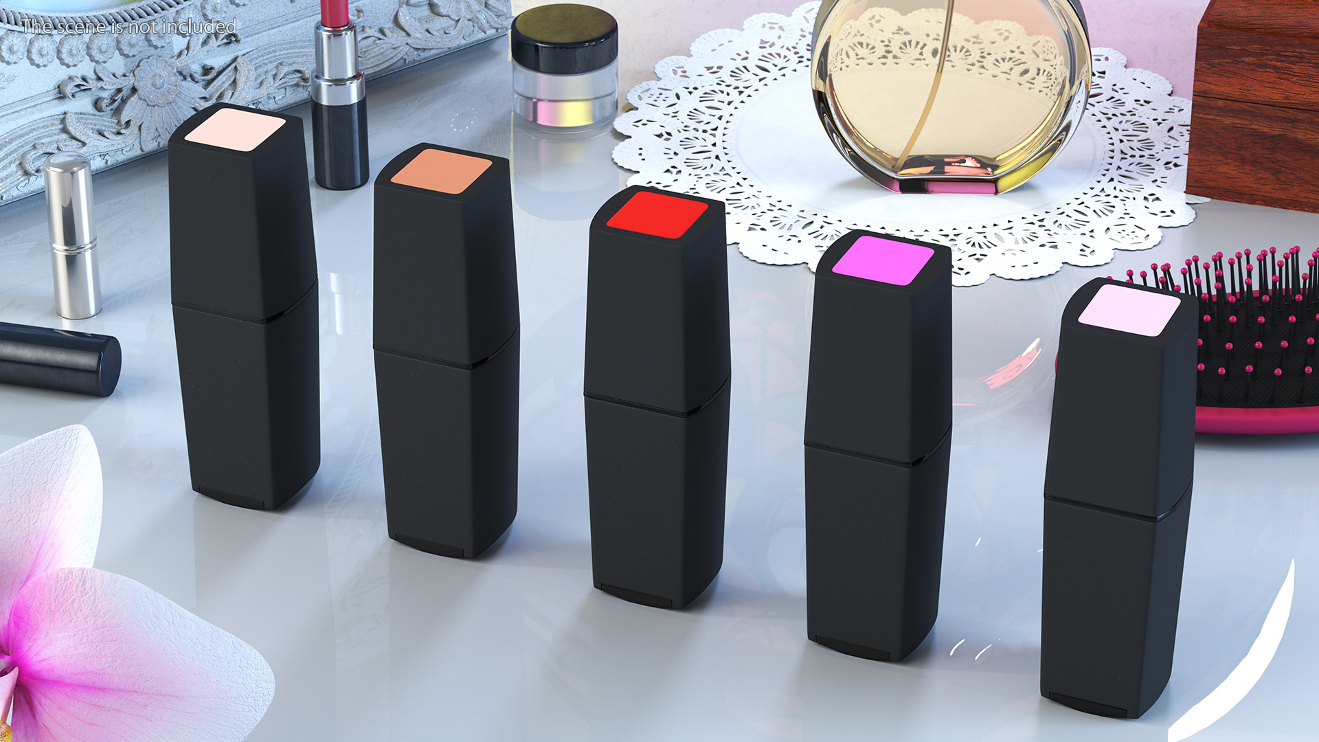 Square Lipsticks 5 Colors Set 3D model