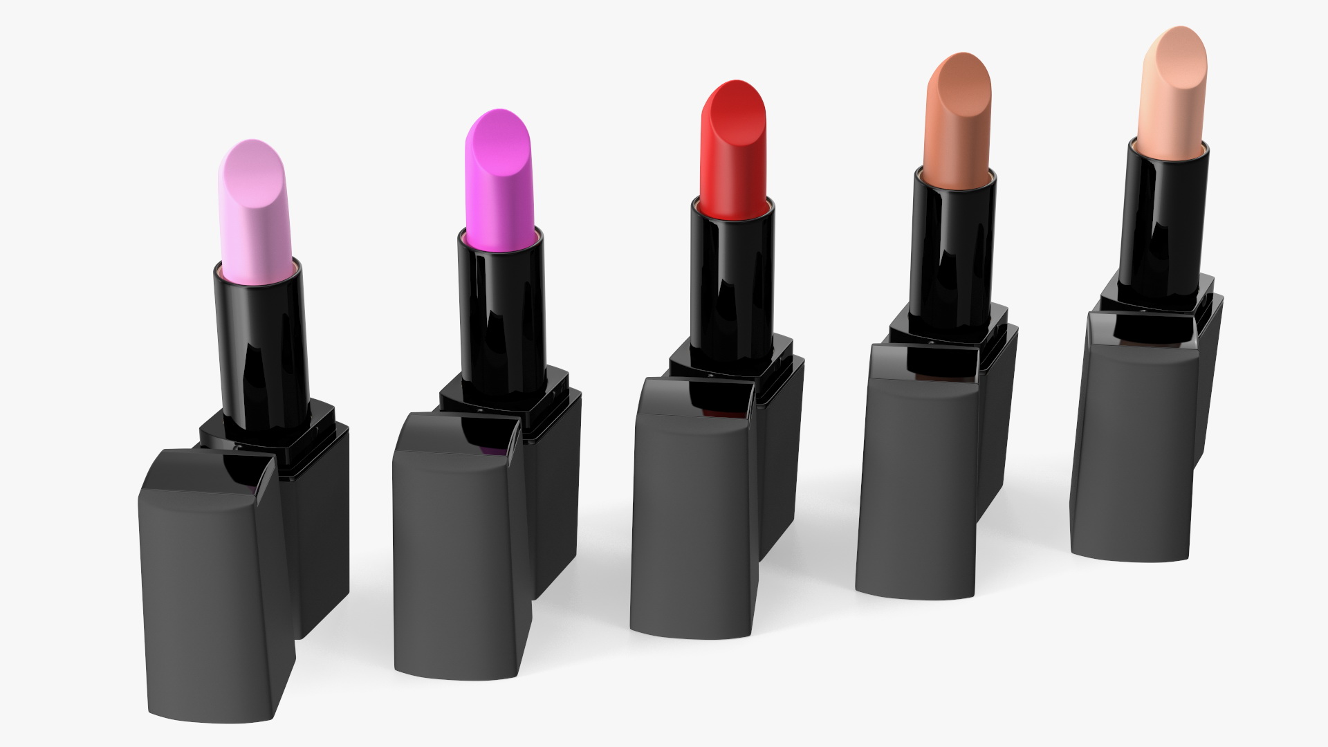 Square Lipsticks 5 Colors Set 3D model