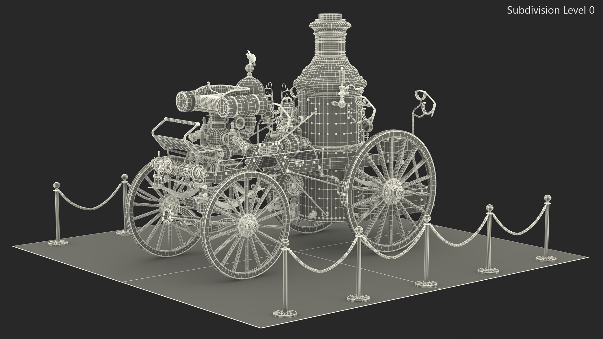 3D Retro Steam Fire Engine Exhibit