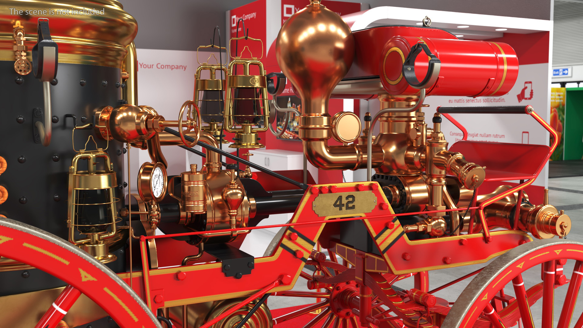 3D Retro Steam Fire Engine Exhibit