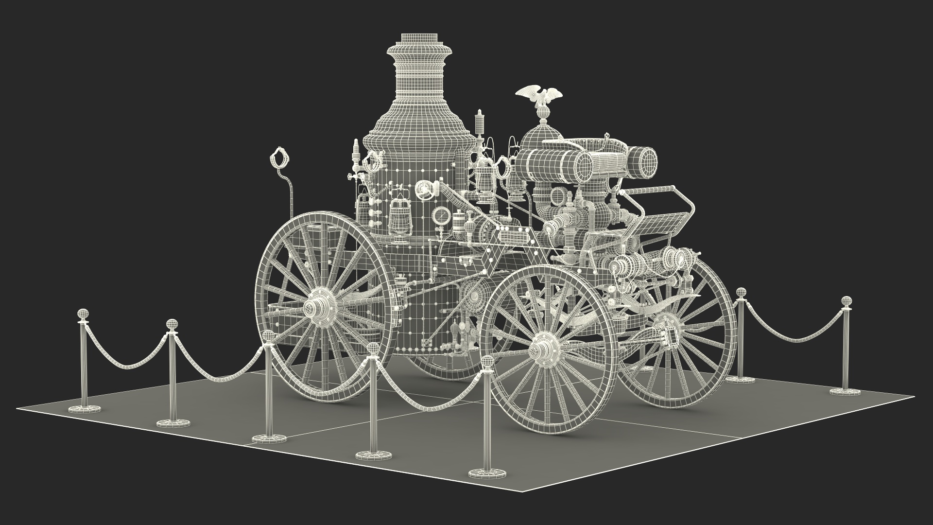 3D Retro Steam Fire Engine Exhibit