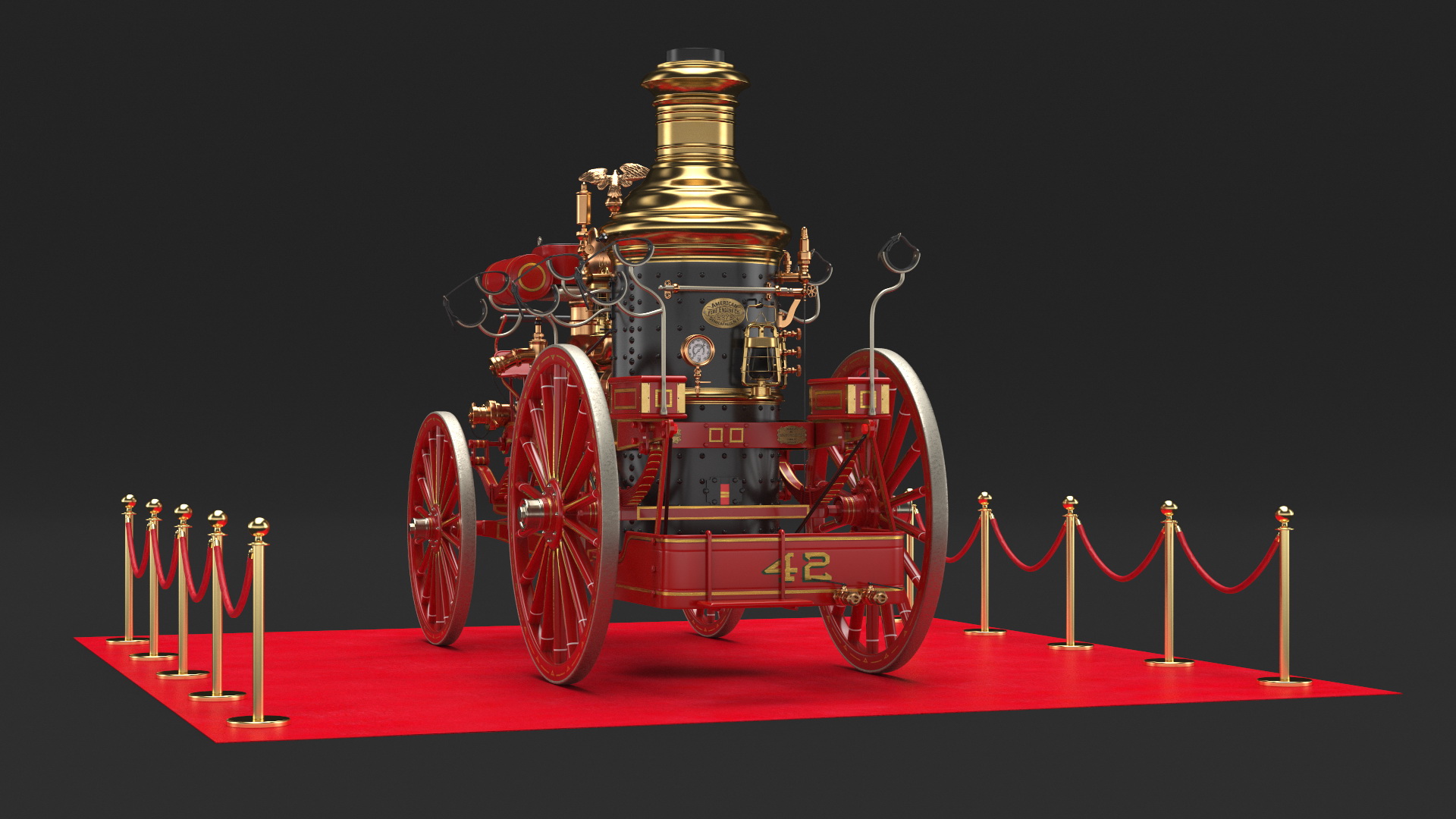 3D Retro Steam Fire Engine Exhibit