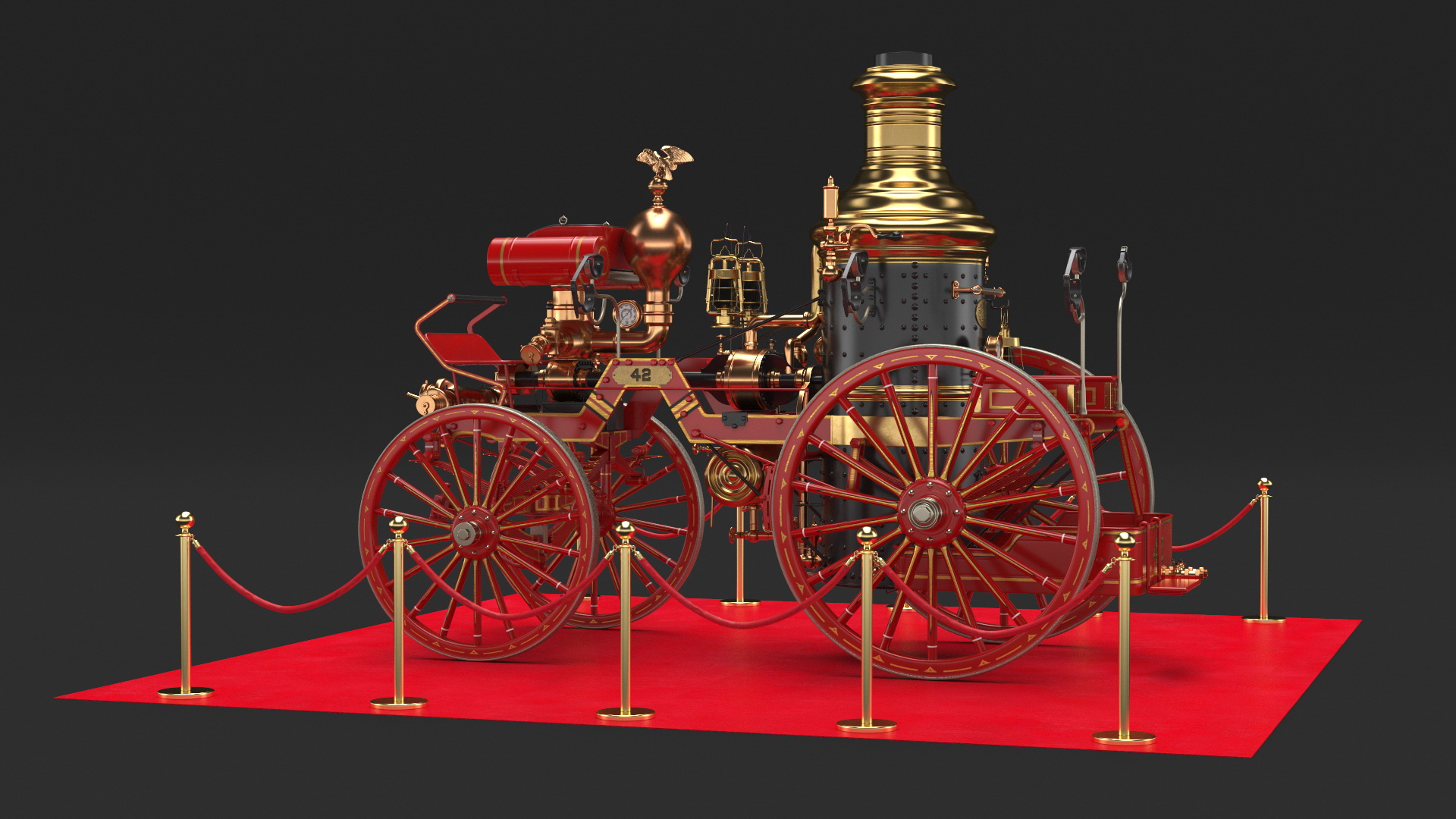 3D Retro Steam Fire Engine Exhibit