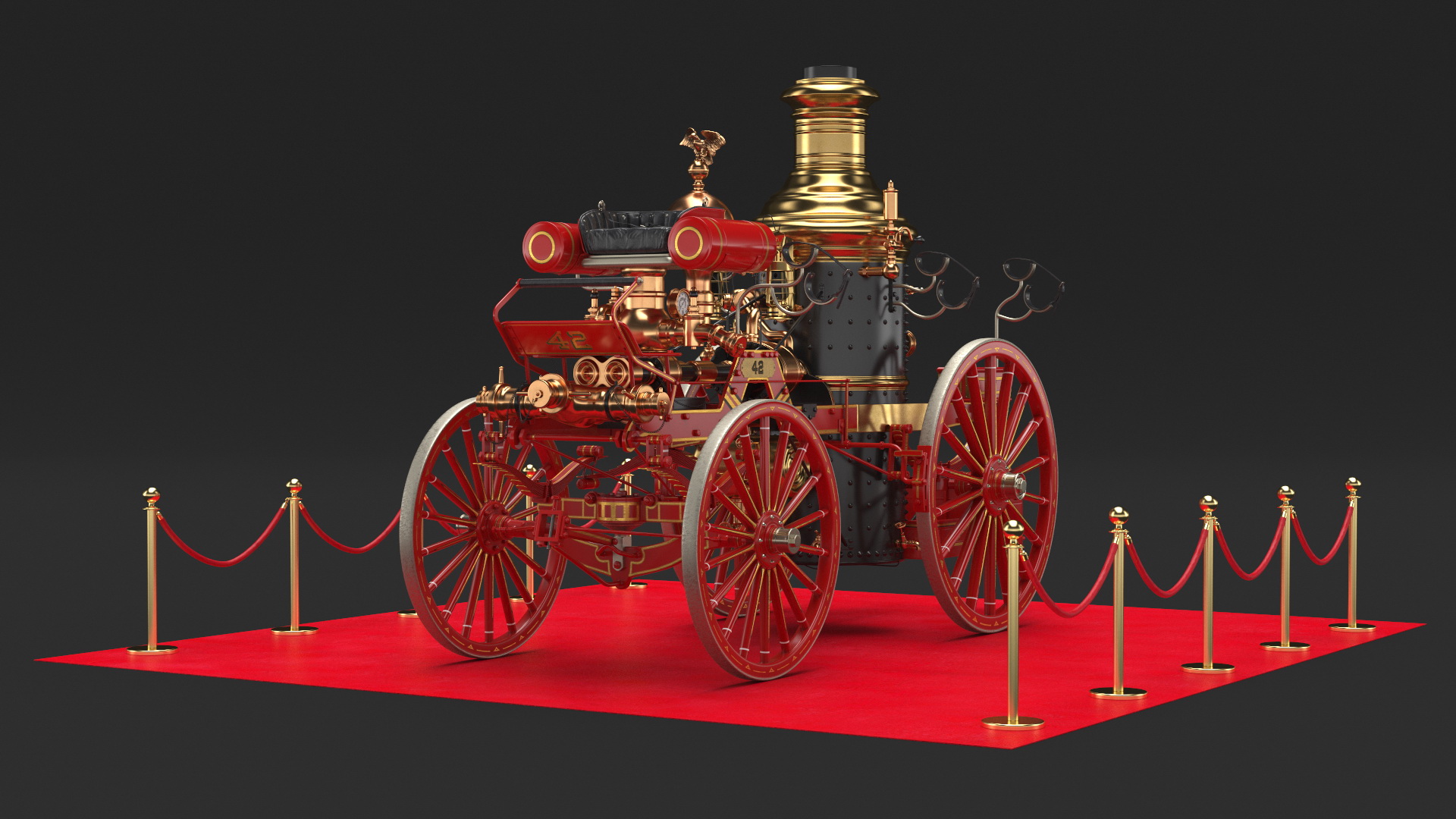 3D Retro Steam Fire Engine Exhibit