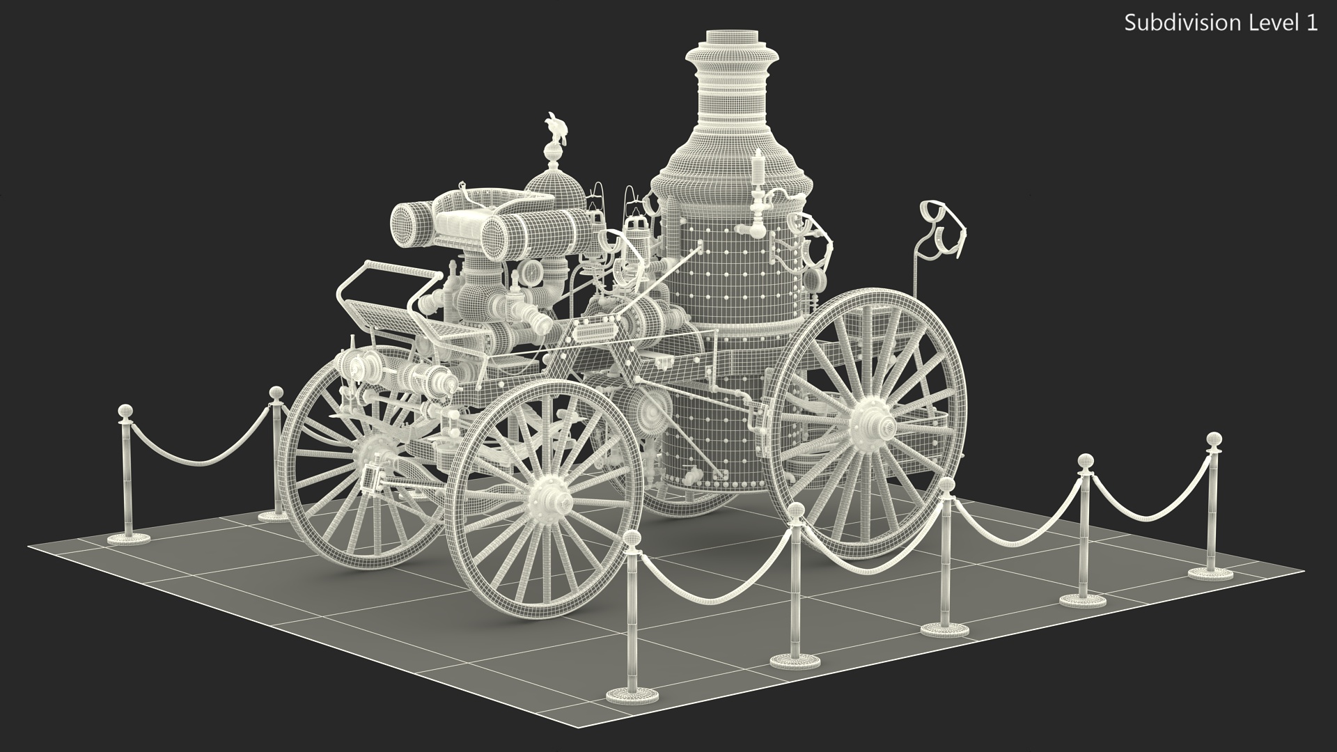 3D Retro Steam Fire Engine Exhibit