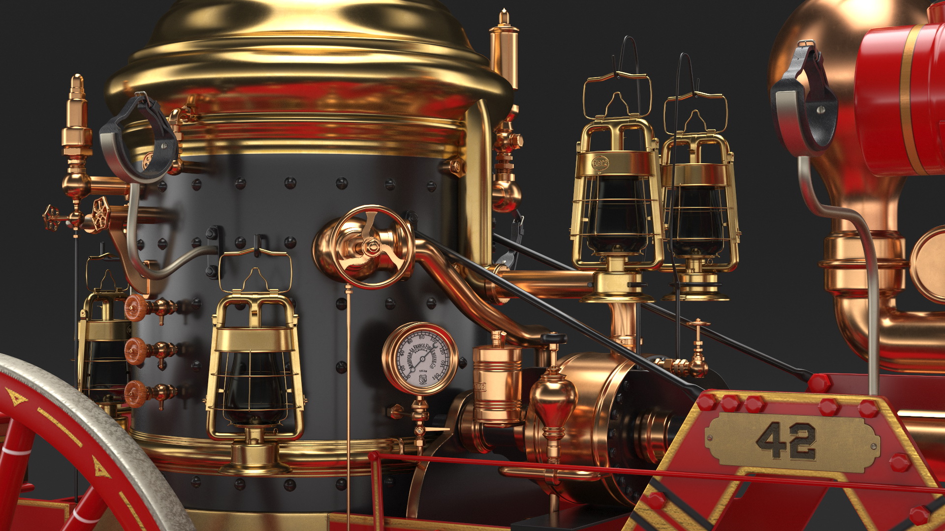 3D Retro Steam Fire Engine Exhibit