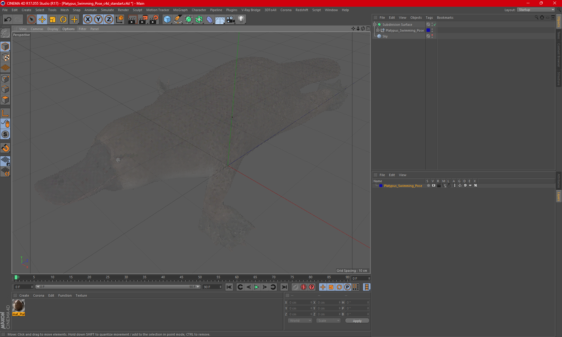 Platypus Swimming Pose 3D