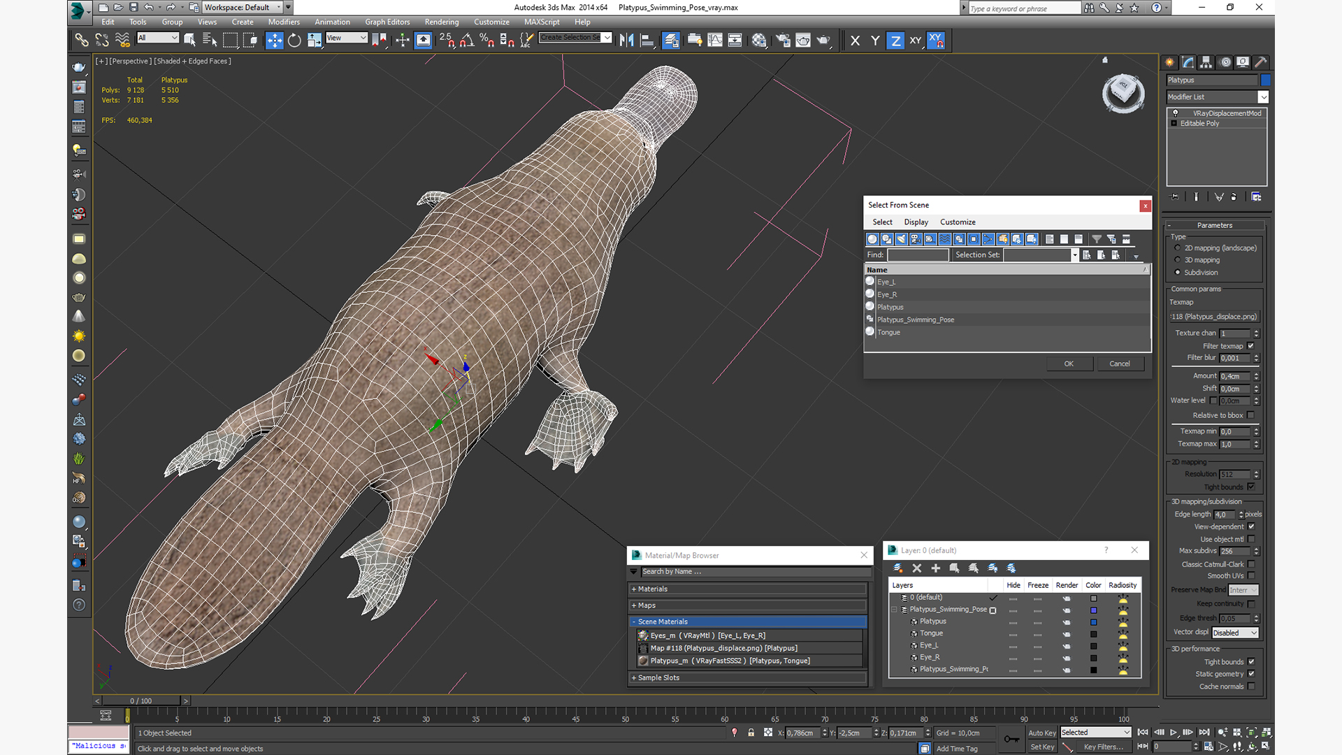 Platypus Swimming Pose 3D