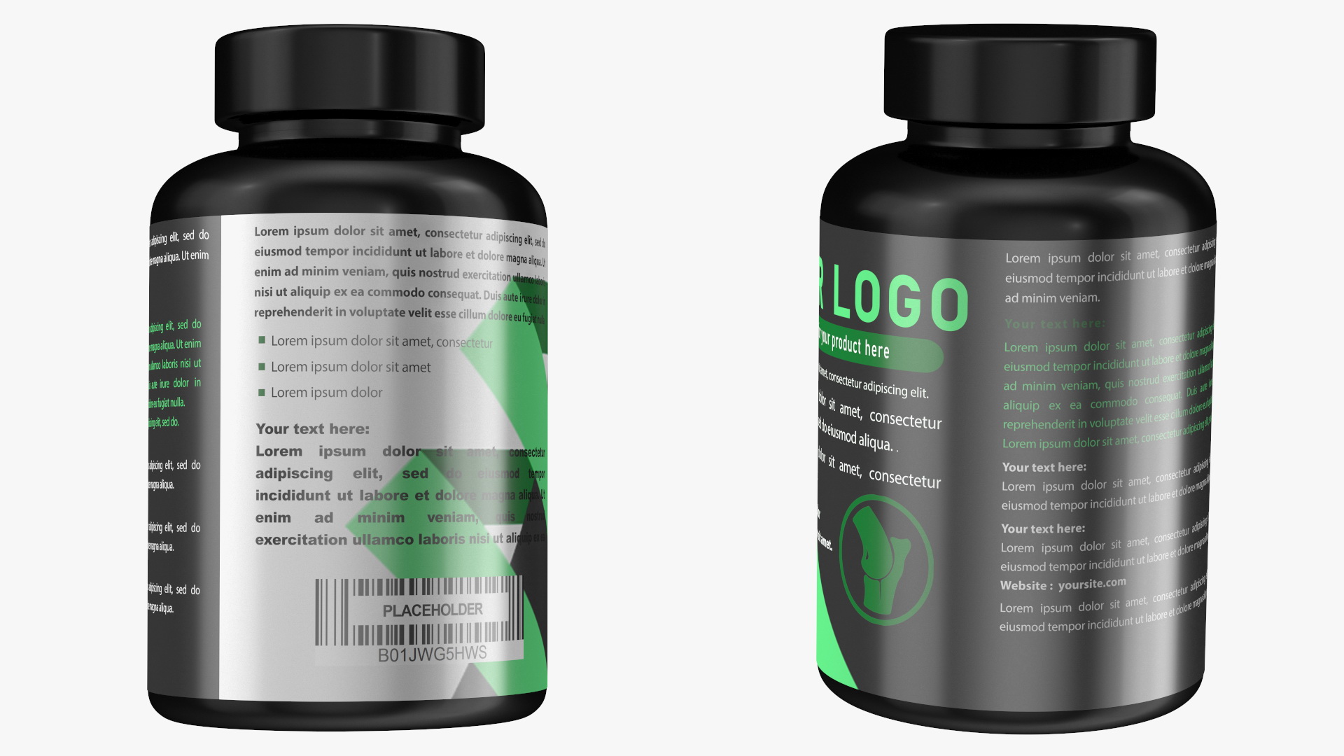 Plastic Jar Mockup Green 3D model