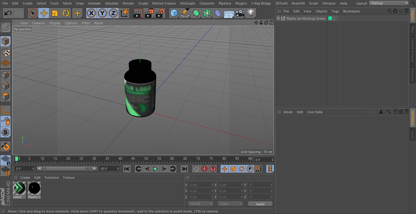 Plastic Jar Mockup Green 3D model