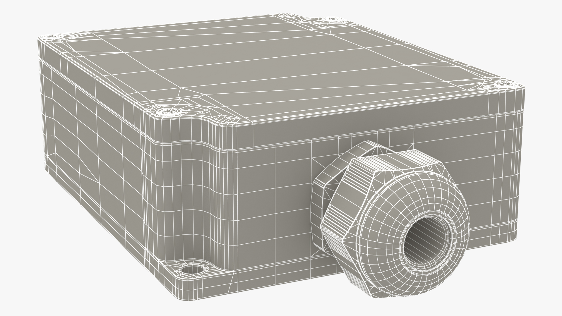 Black Closed Junction Box for 2 Wires 3D