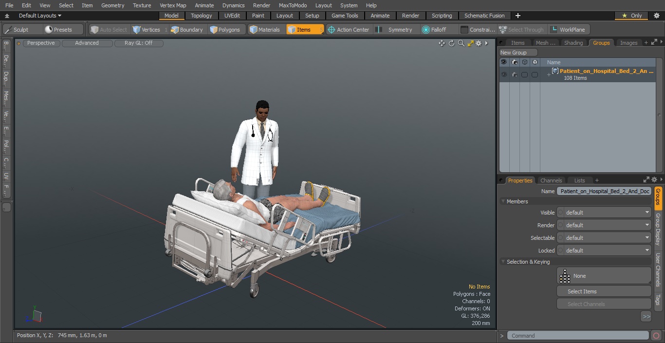 3D Patient on Hospital Bed 2 and Doctor