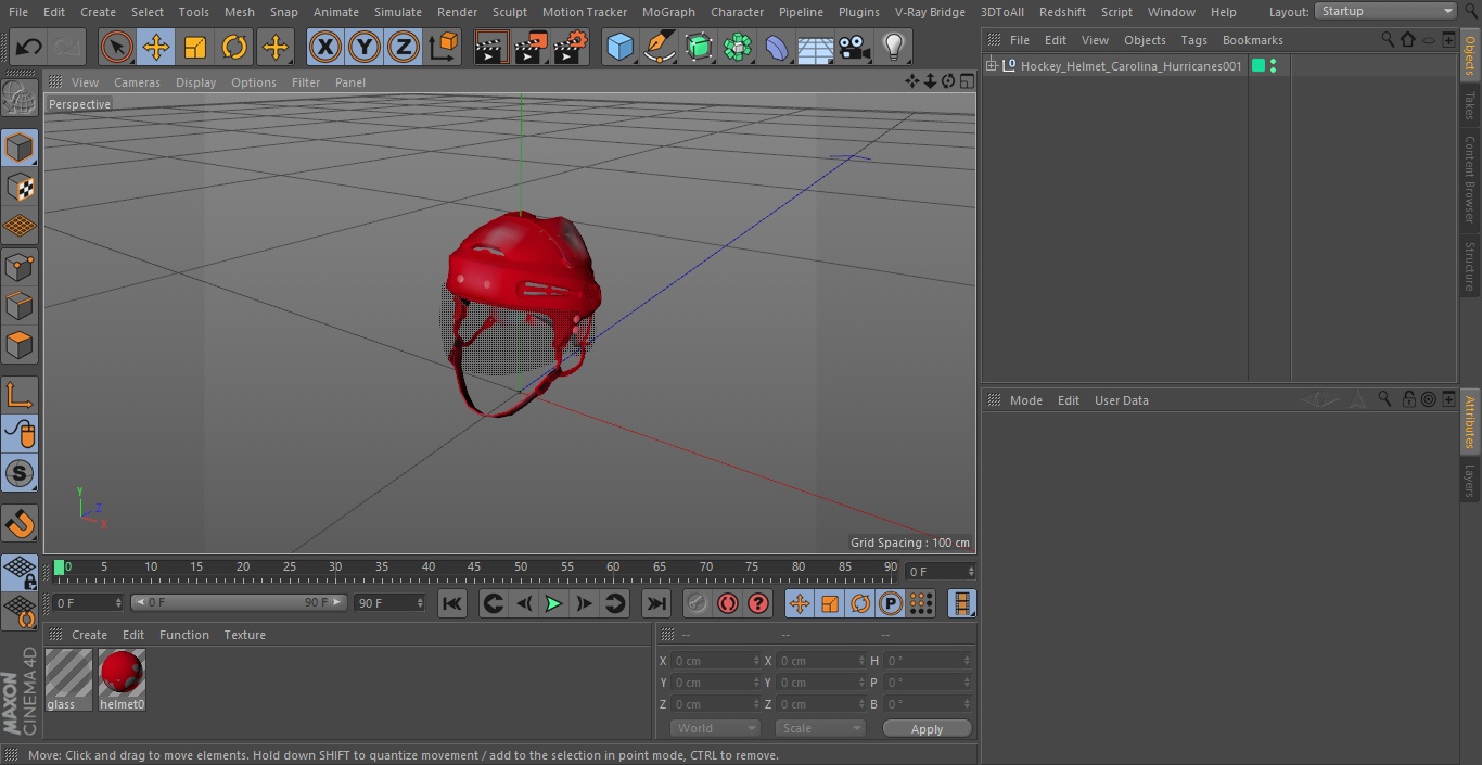 3D Hockey Helmet Carolina Hurricanes model