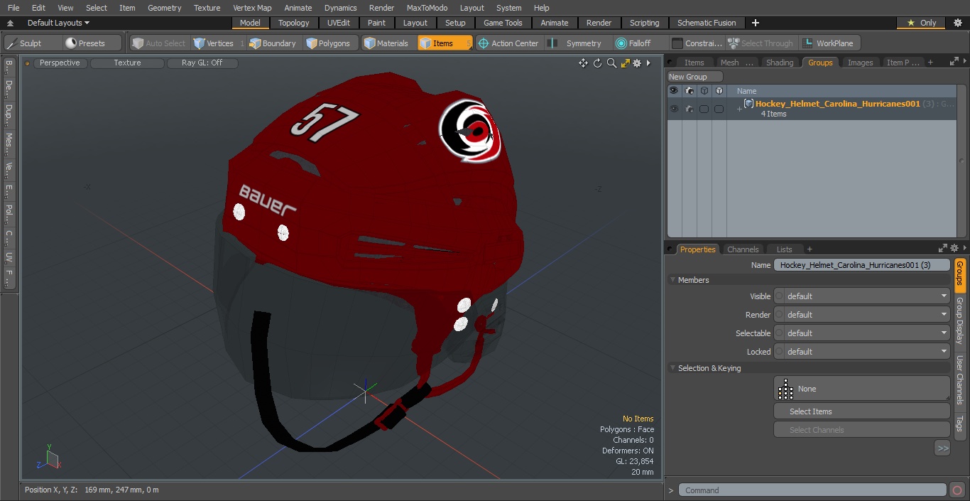 3D Hockey Helmet Carolina Hurricanes model