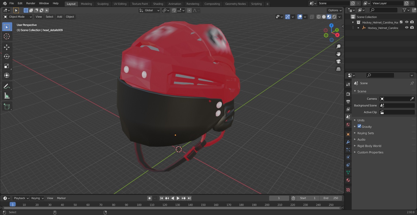 3D Hockey Helmet Carolina Hurricanes model