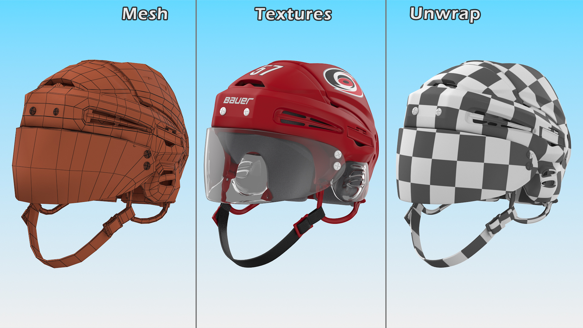 3D Hockey Helmet Carolina Hurricanes model