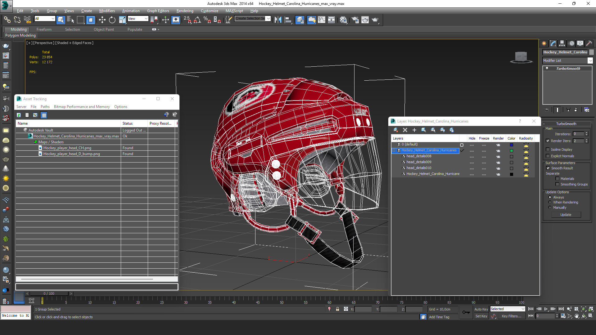 3D Hockey Helmet Carolina Hurricanes model