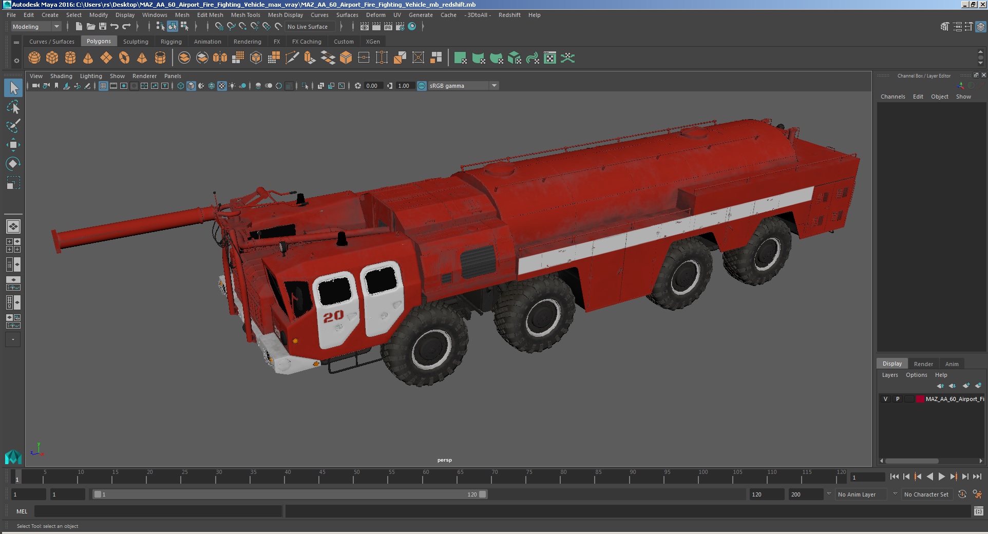 MAZ AA 60 Airport Fire Fighting Vehicle 3D model