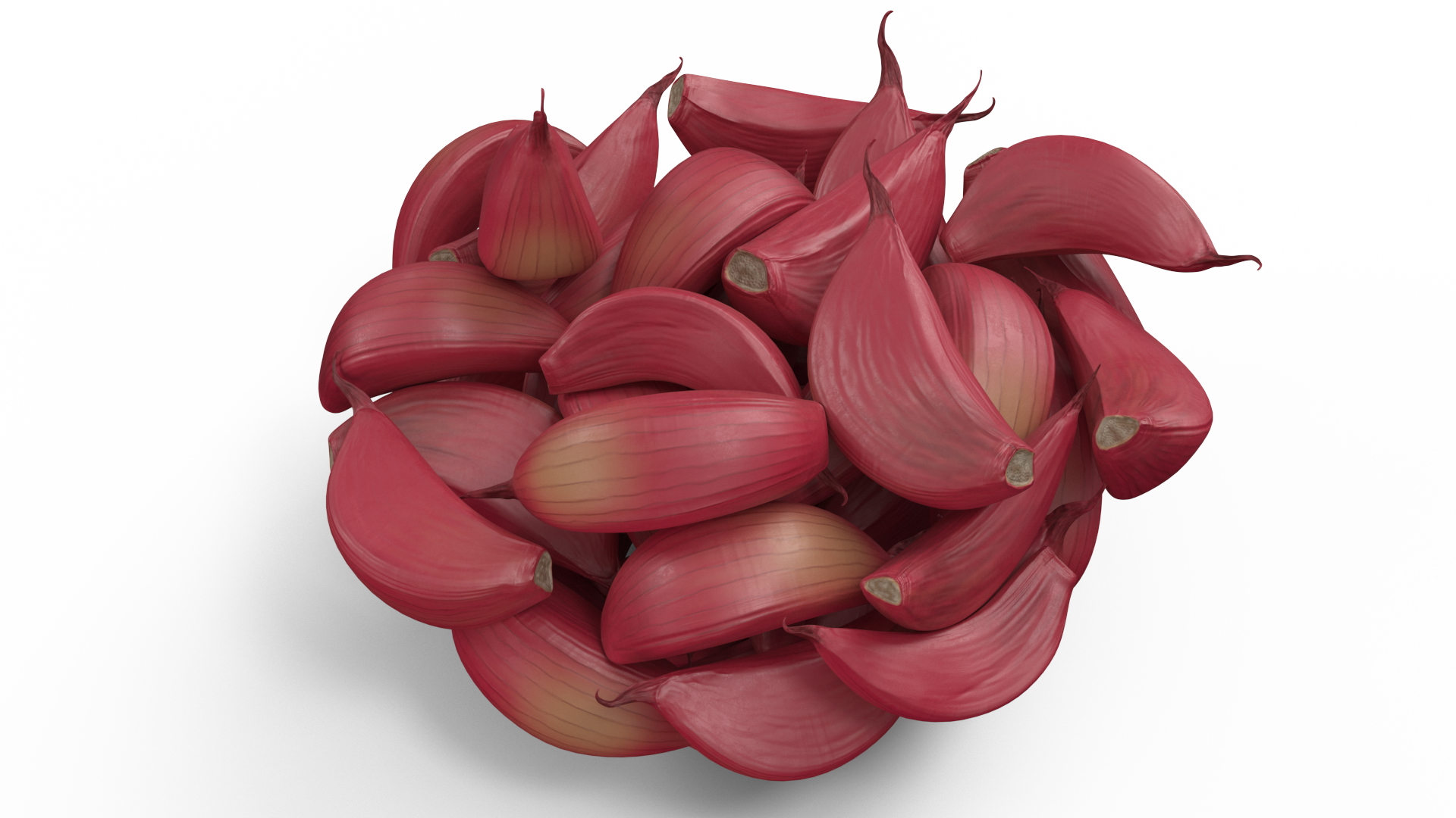 3D Garlic Clove Bowl of Cloves Red