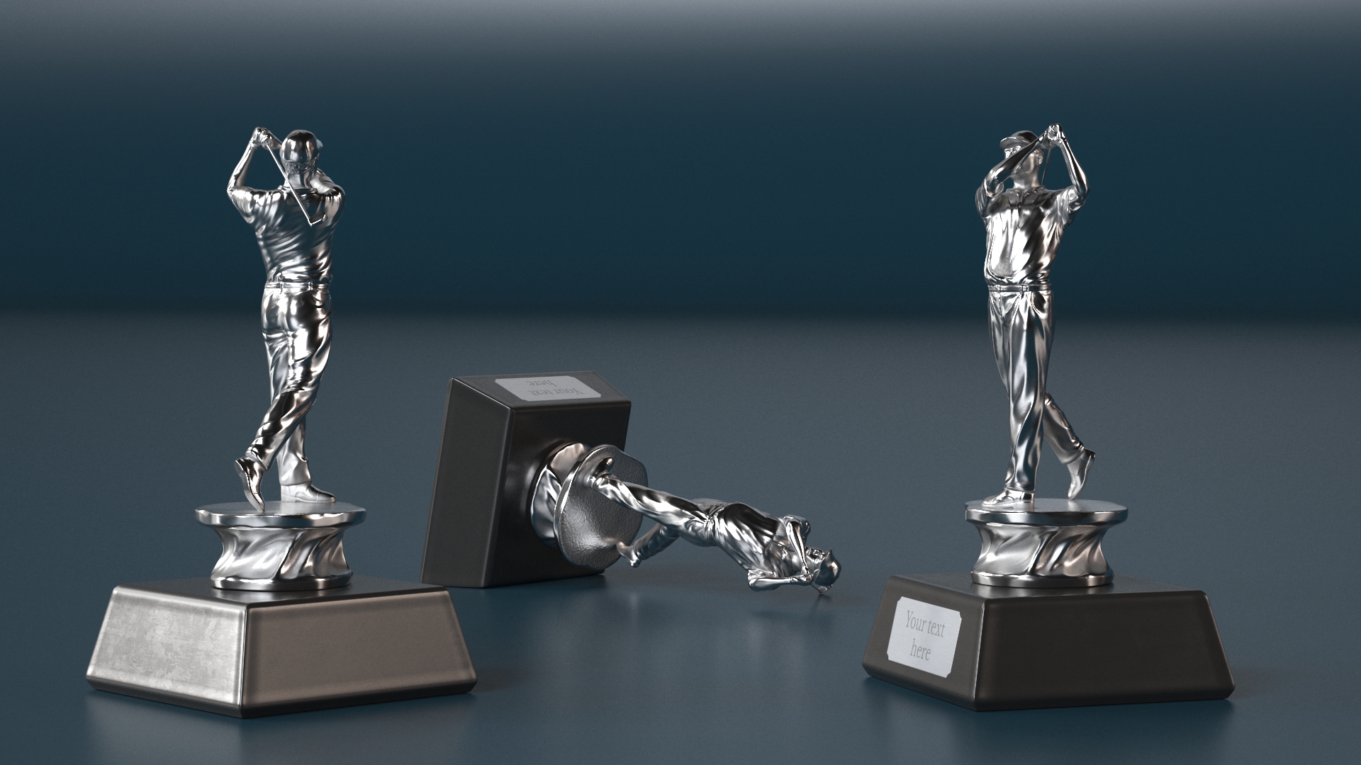 3D Golf Sport Trophy Silver Mockup