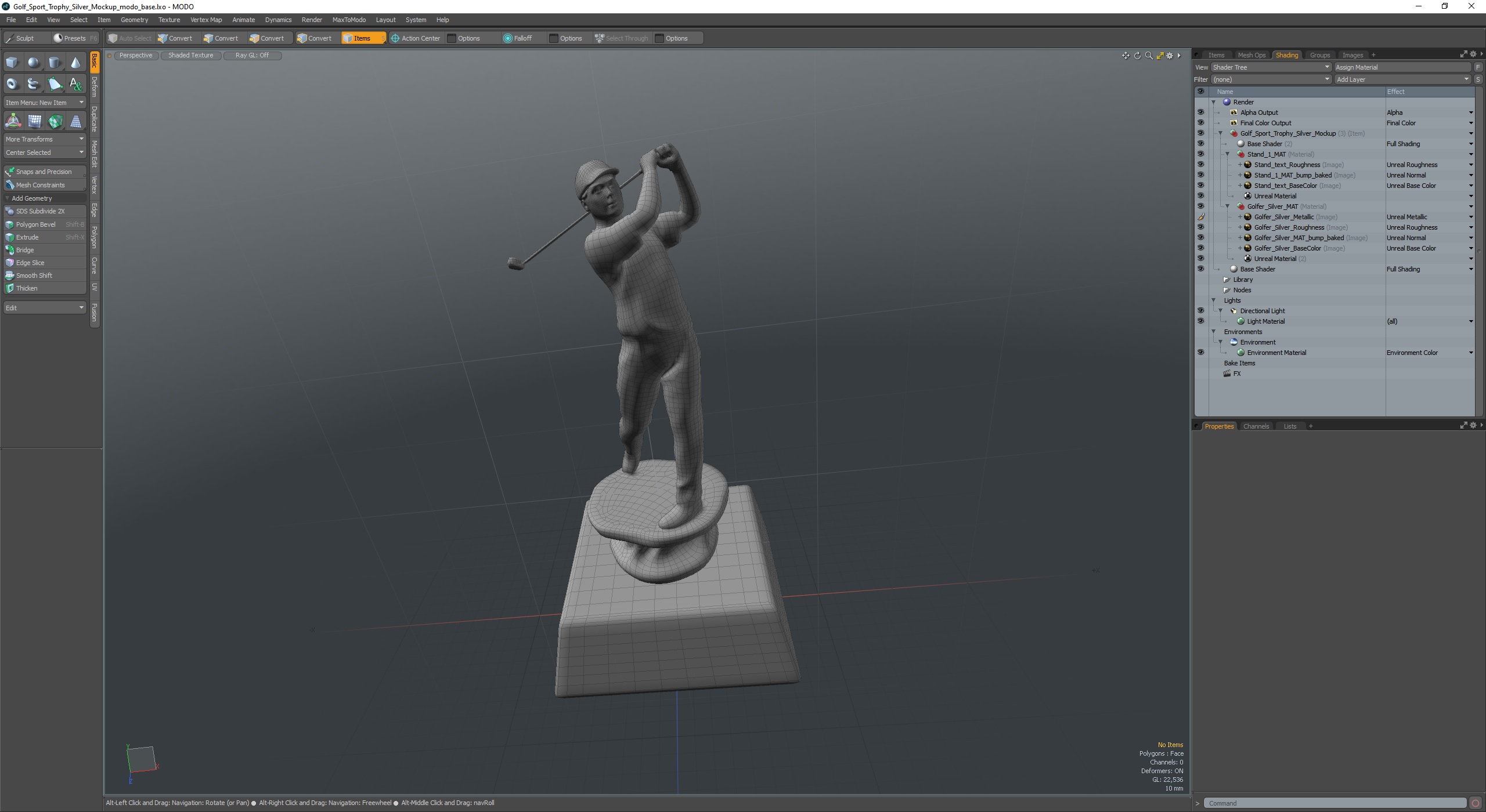 3D Golf Sport Trophy Silver Mockup