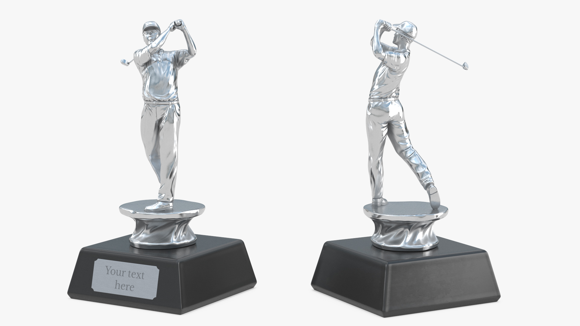 3D Golf Sport Trophy Silver Mockup