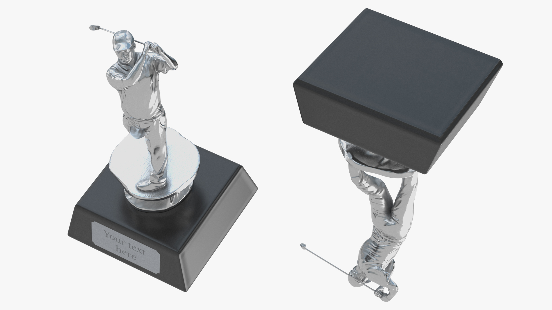 3D Golf Sport Trophy Silver Mockup