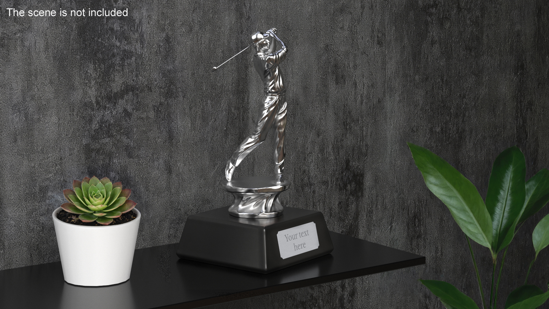 3D Golf Sport Trophy Silver Mockup