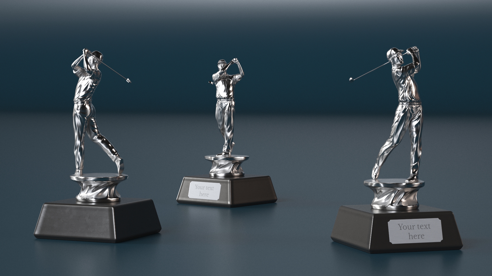 3D Golf Sport Trophy Silver Mockup