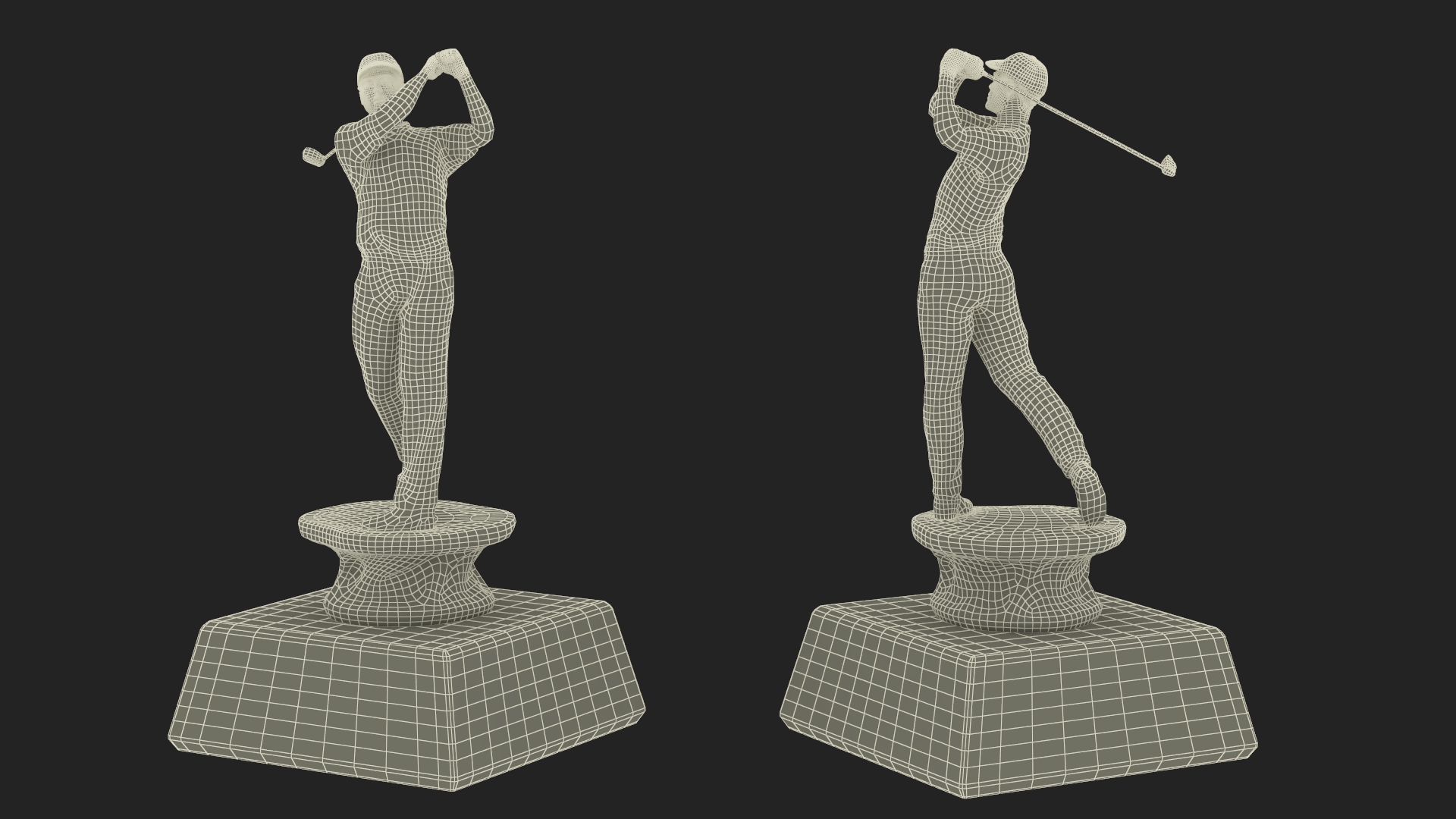 3D Golf Sport Trophy Silver Mockup