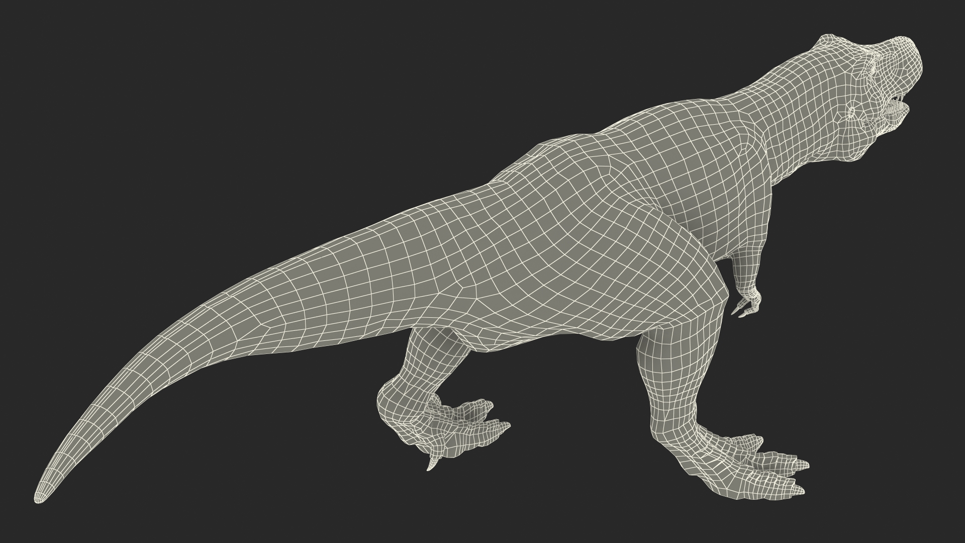 3D Tyrannosaurus Rex Skeleton Fossil with Skin Walking Pose