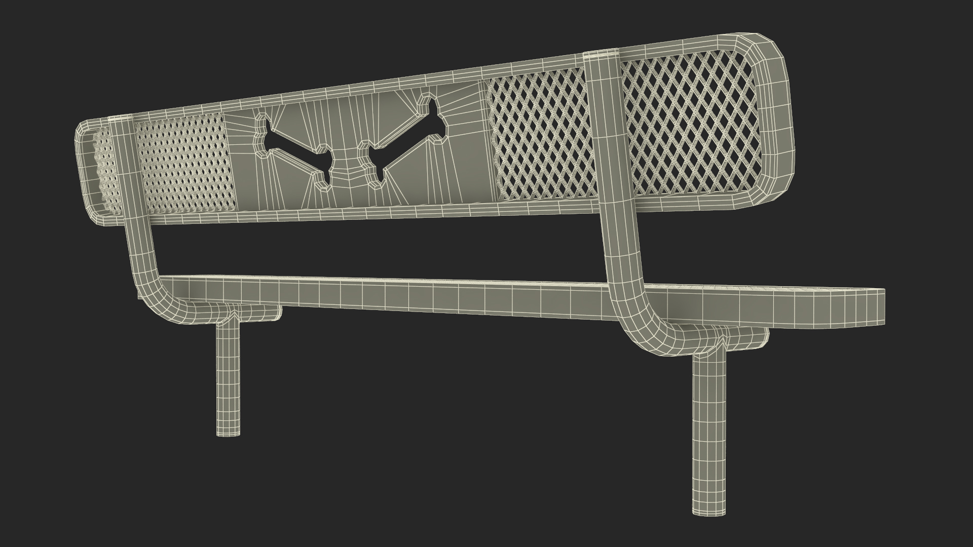 Black Bench for Dog Park 3D model