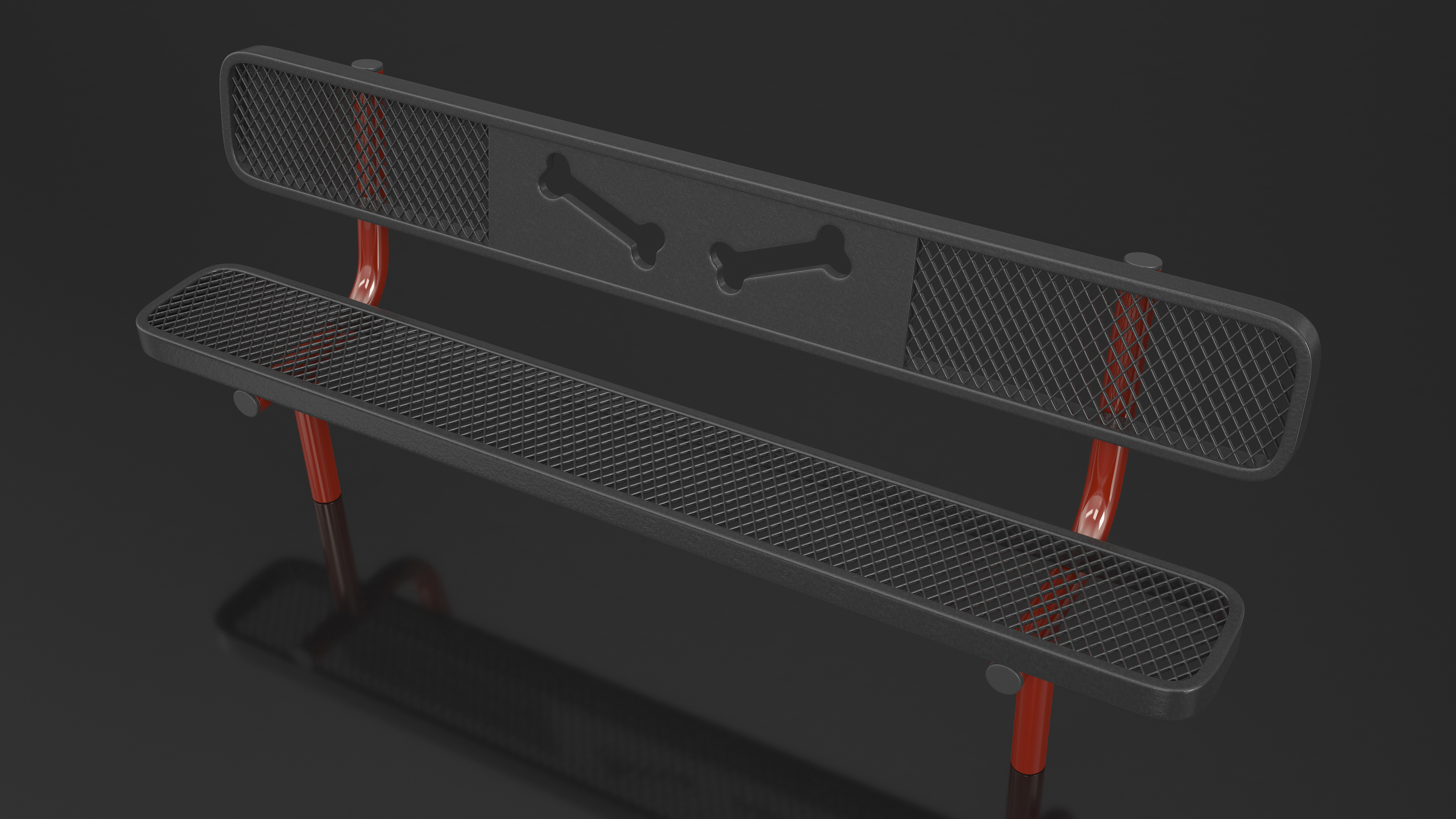 Black Bench for Dog Park 3D model