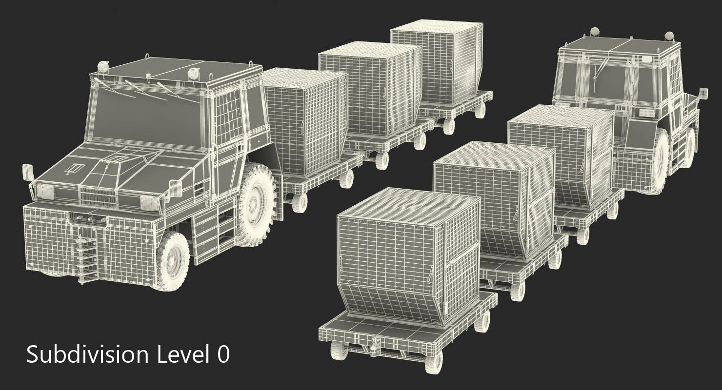 3D model Airport Tug Hallam HE50 and Luggage