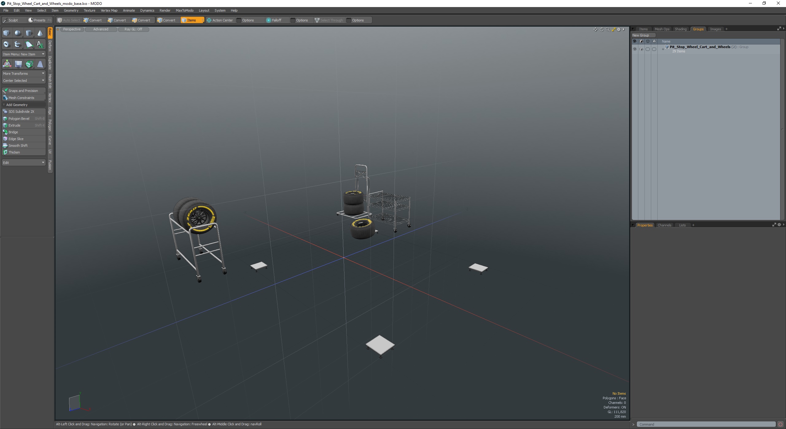 3D model Pit Stop Wheel Cart and Wheels