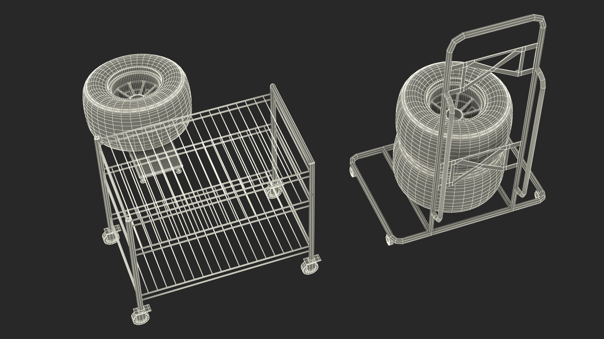 3D model Pit Stop Wheel Cart and Wheels