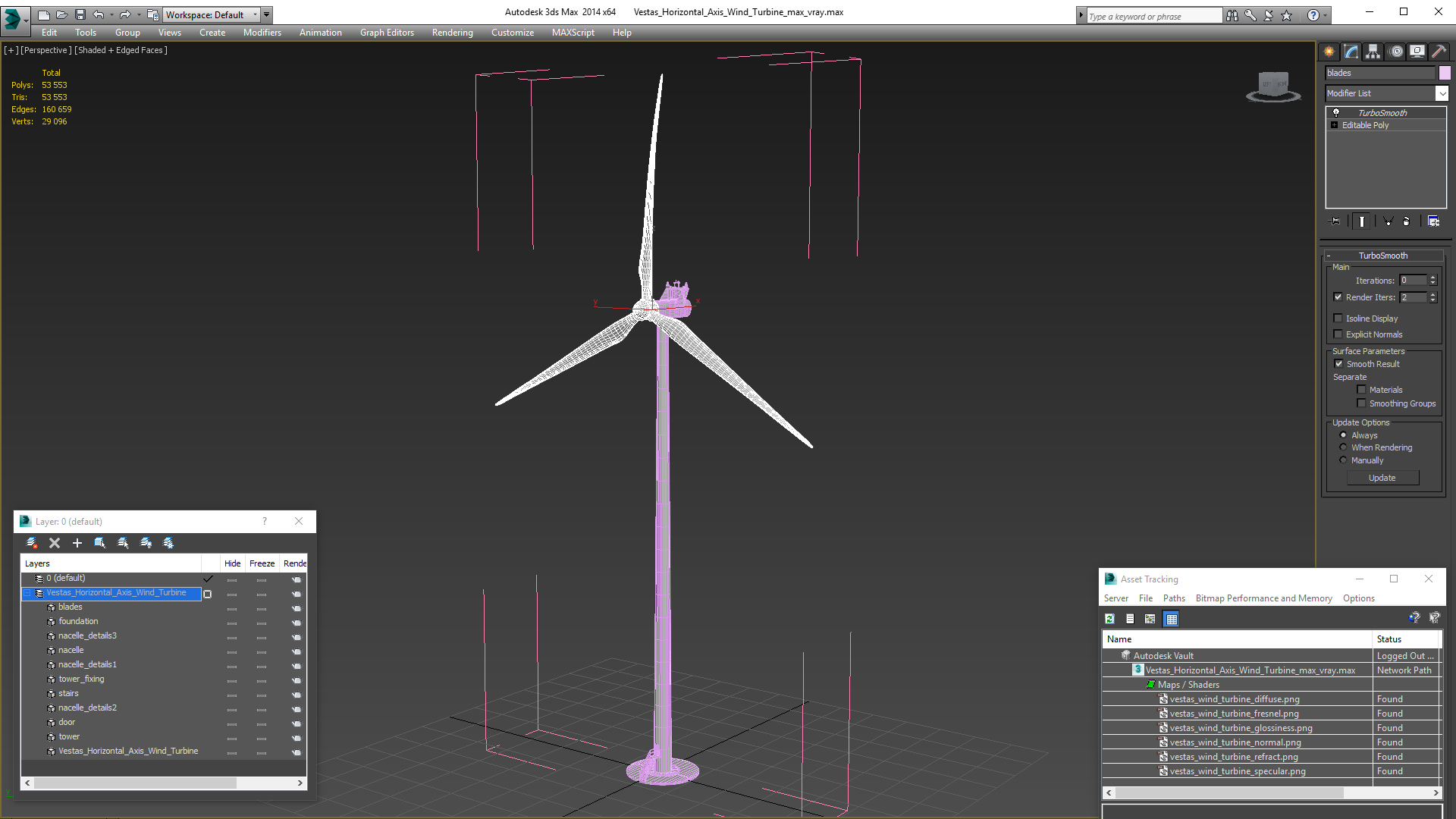 3D model Vestas Horizontal Axis Wind Turbine