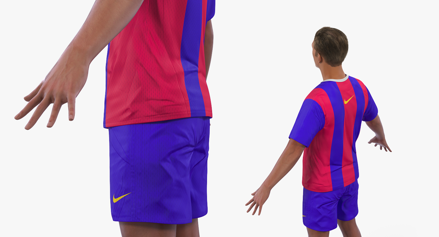 Soccer or Football Player Barcelona Rigged 3D