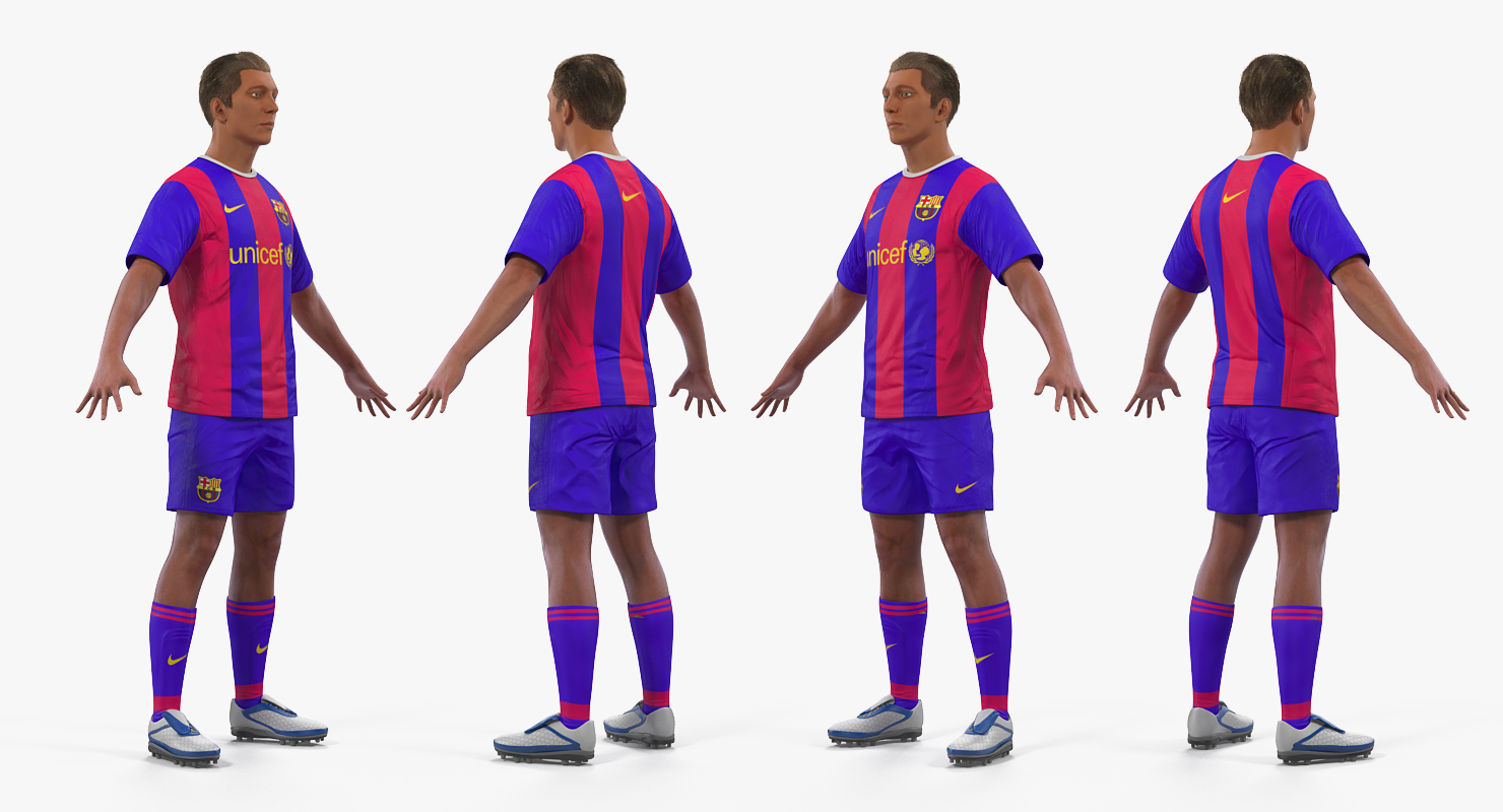 Soccer or Football Player Barcelona Rigged 3D