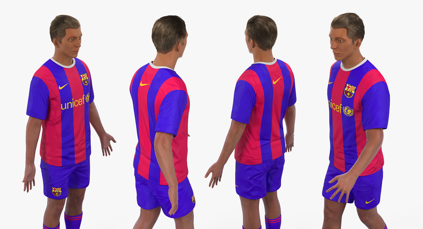 Soccer or Football Player Barcelona Rigged 3D