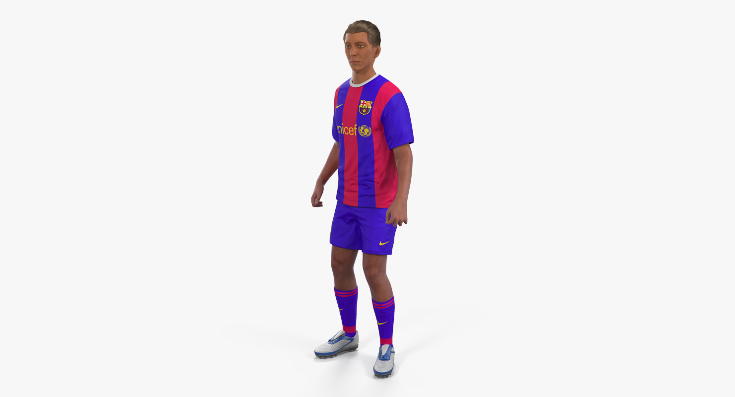 Soccer or Football Player Barcelona Rigged 3D