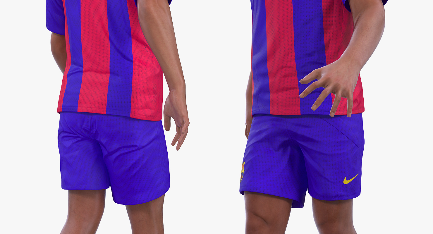 Soccer or Football Player Barcelona Rigged 3D