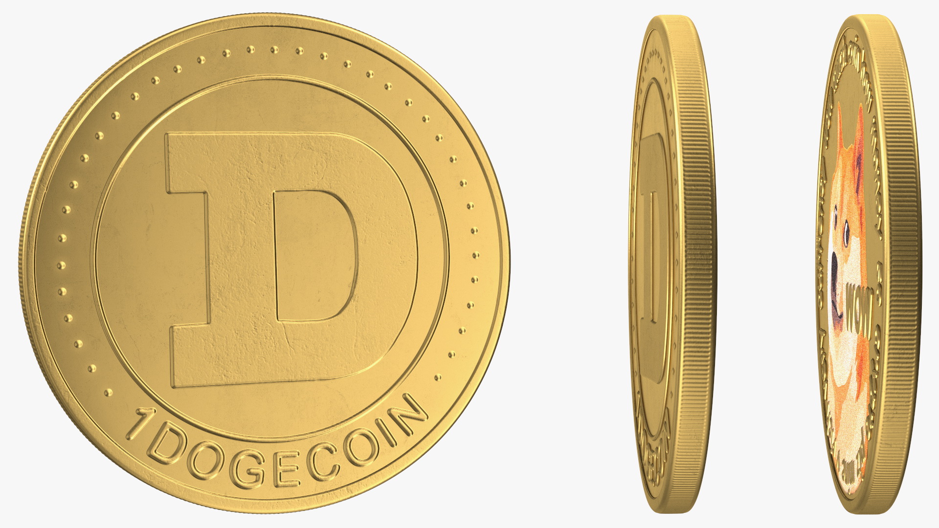 Physical Cryptocurrency Dogecoin Gold 3D