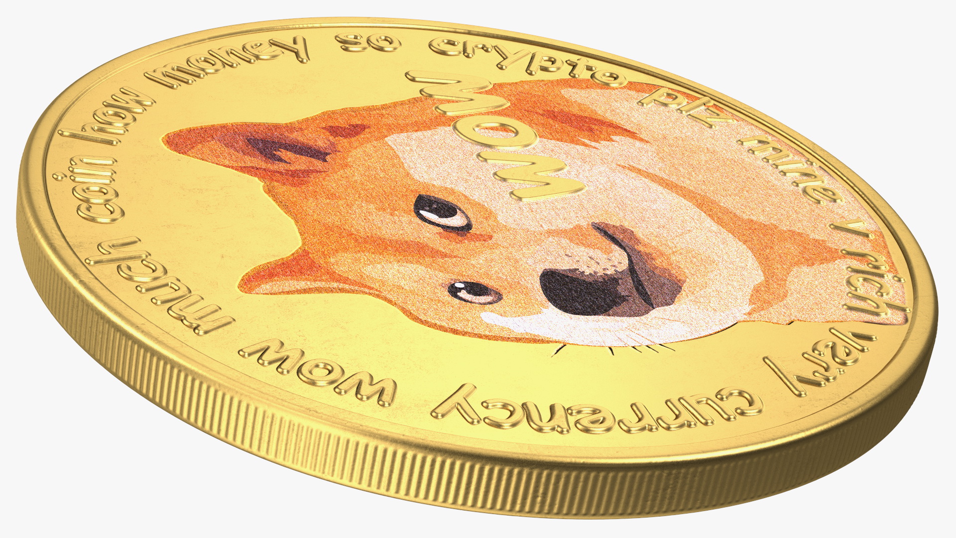 Physical Cryptocurrency Dogecoin Gold 3D