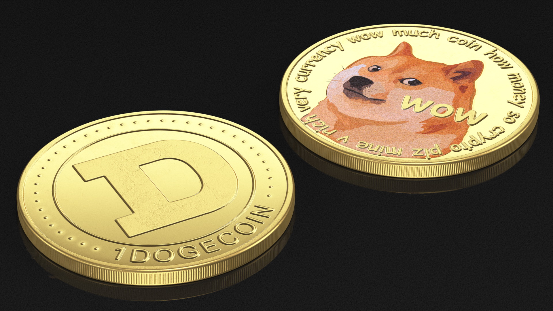 Physical Cryptocurrency Dogecoin Gold 3D