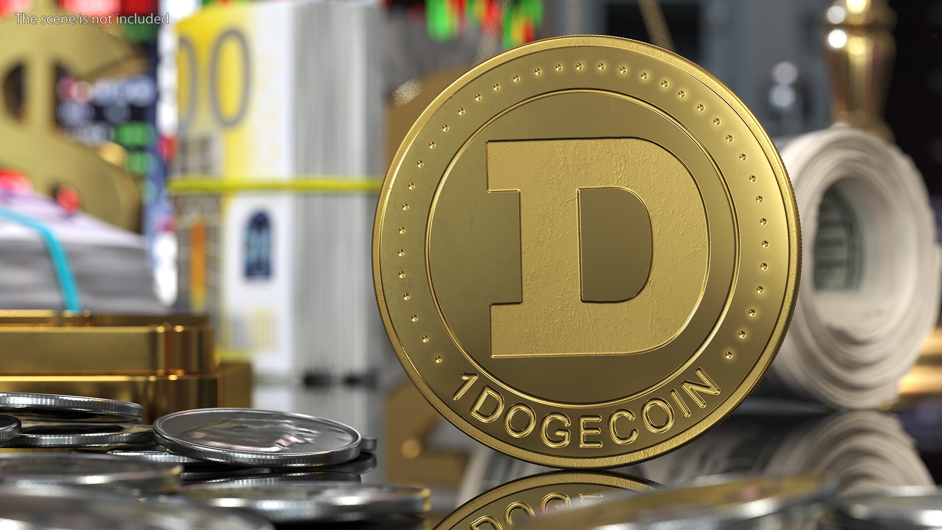 Physical Cryptocurrency Dogecoin Gold 3D