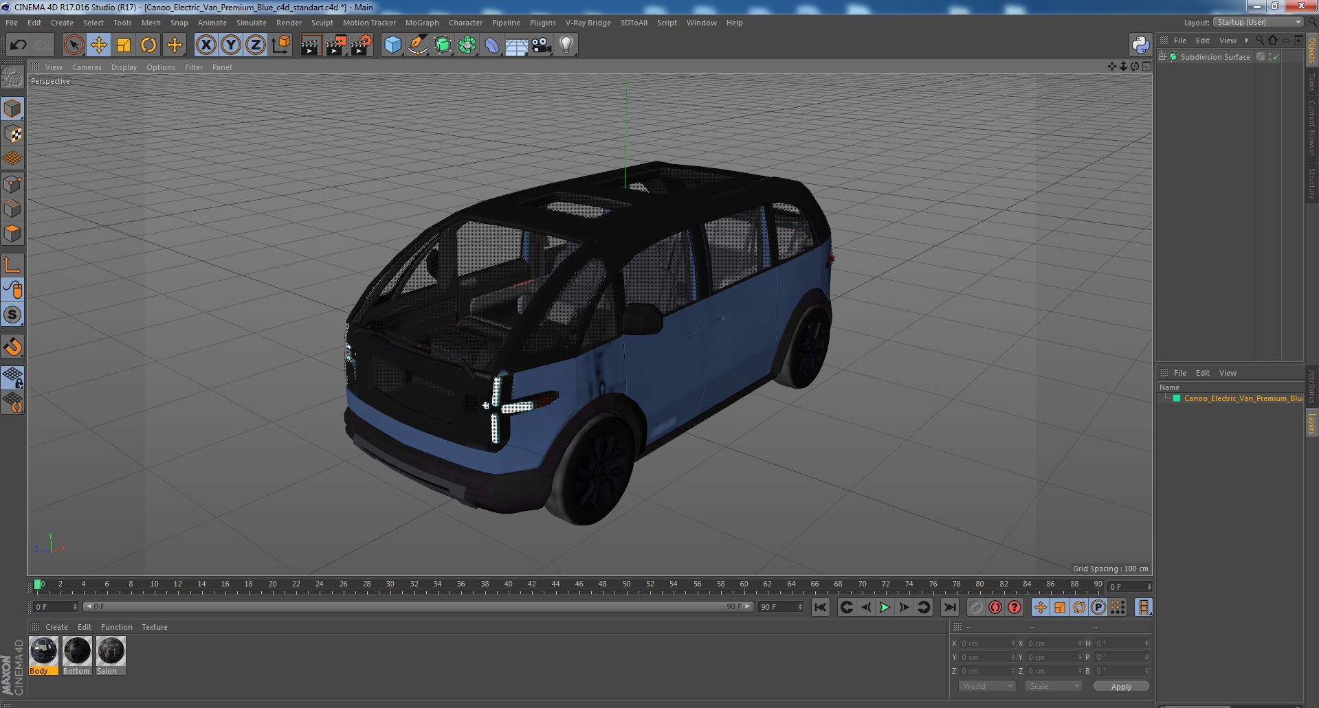 3D Canoo Electric Van Premium Blue